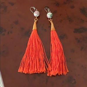 Long orange earrings
